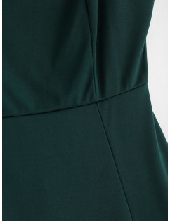 Smocked Back Tie Straps Plain Dress - Medium Sea Green S