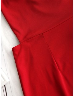 Back Zipper Open Back Mini Dress - Red S