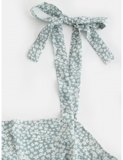 Ruffles Tiny Floral Tie Shoulder Dress - Pale Blue Lily S