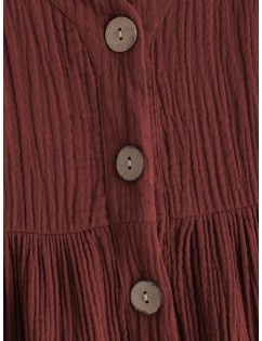 Cami Button Through Woven Midi Dress - Maroon L
