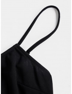  Ruffle Hem Solid Sheath Cami Dress - Black S