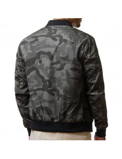 Men's Military Camouflage Stand Collar Arm Zipper Pocket Casual Jacket