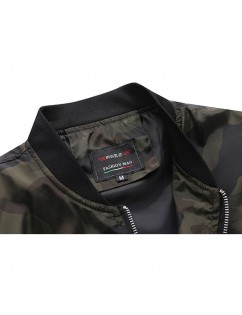 Men's Military Camouflage Stand Collar Arm Zipper Pocket Casual Jacket