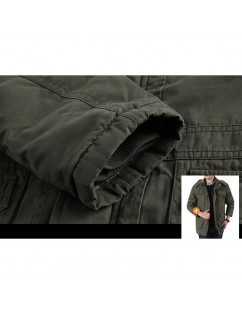 Winter Casual Mid Length Thicken Fleece Multifunction Pockets Zipper Warm Jacket