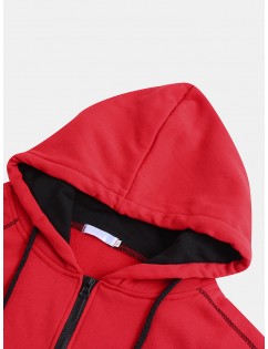 Mens Brief Style Hit Color Side Pocket Casual Hoodie Jackets