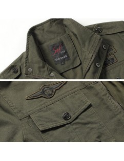Mens Military Epaulets Casual Cotton Coat Badge Outdoor Pilot-jacket