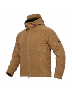 Mens Outdoor Fleece Thicken Warm Windproof Breathable Coat Hooded Multi Pocket Hiking Jackets