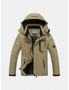 Mens Winter Outdoor Thicken Warm Breathable Windproof Water Repellent Climbing Hooded Jacket