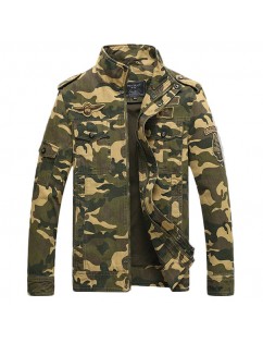 Military Outdoor Epaulets Camo Printing Loose Cotton Jackets for Men