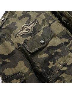Military Outdoor Epaulets Camo Printing Loose Cotton Jackets for Men