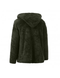 Mens Winter Casual Loose  Fleece Solid Color Long Sleeve Warm Coat