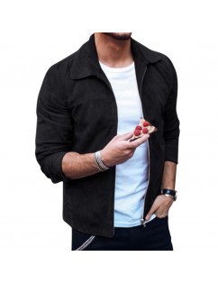 Mens Casual Street Style Turndown Collar Solid Color Long Sleeve Shirt