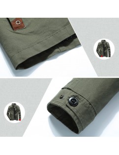 Men's Casual Military Multi Pockets Epaulettes Solid Color Washed Outdoor Tooling Jacket