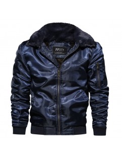 Men's Military Outdoor Thicken Fur Collar Solid Color Windproof Warm Loose Tactical Jacket