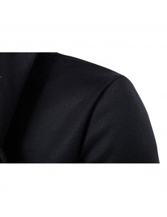 Men's Brief All Black Casual Mid Long Drawstring Waist Hooded Jacket for Men