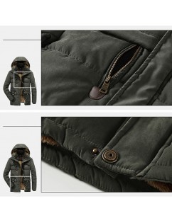 Mens Thicken Warm Multi Pockets Windproof Detachable Hooded Jacket
