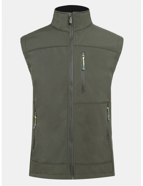 Mens Outdoor Fleece Lining Warm Waterproof Windproof Soft Shell Casual Vest