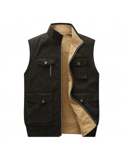 Mens Double-sided Wearable Vests Sleeveless Jacket Waistcoat Cotton Fleece Casual Zipper Vest
