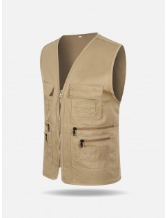 Outdoor Casual Fishing Multi Pockets V Neck Cargo Volunteer Vest for Men
