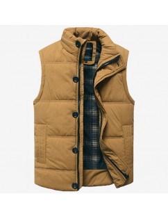 Fashion Cotton Thick Warm Vest Casual Slim Fit Stand Collar Coat For Men