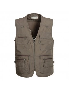 Fall Outdoor Fishing Reporter Photography Loose Multi Pockets Vest for Men