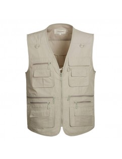 Fall Outdoor Fishing Reporter Photography Loose Multi Pockets Vest for Men