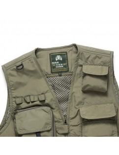 Outdoor Fishing Reporter Photography Loose Multi Pockets Vests for Men