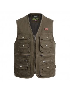 Outdoor Sport Fishing Photographic Pure Cotton Multi Pockets Vest Waistcoats for Men
