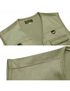 Cotton Multi Pockets Loose Fishing Outdoor Vest for Men