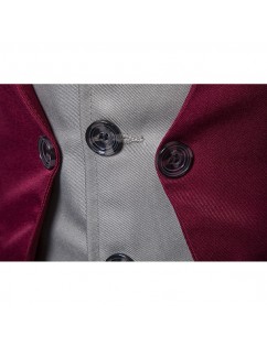 Vintage British Patchawork V Neck Single Breast Faux Two Piece Vest for Men