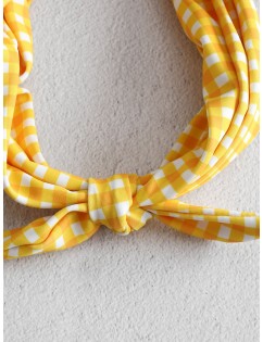  Adjustable Knotted Gingham Hairband - Multi-a