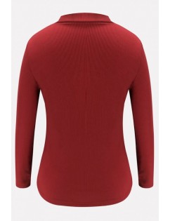 Red Letters Mock Neck Long Sleeve Casual Sweater