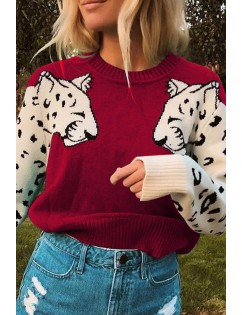 Red Lion Crew Neck Long Sleeve Casual Pullover Sweater