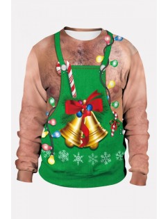Green 3d Body Print Crew Neck Long Sleeve Christmas Sweatshirt