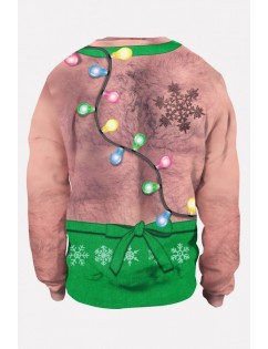 Green 3d Body Print Crew Neck Long Sleeve Christmas Sweatshirt