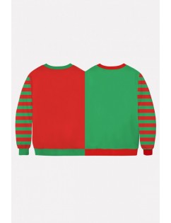 Multi Two Person Christmas Print Round Neck Long Sleeve Funny Sweatshirt