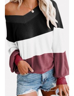 Black Color Block Long Sleeve Casual Sweatshirt