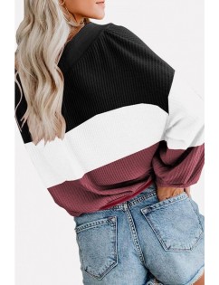 Black Color Block Long Sleeve Casual Sweatshirt