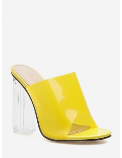 PVC Clear Super High Heel Slides - Yellow Eu 39