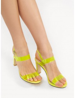 Neon PVC Ankle Strap Stiletto Heel Sandals - Tea Green Eu 38