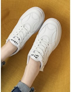 Sewing Design PU Skate Shoes - White Eu 40