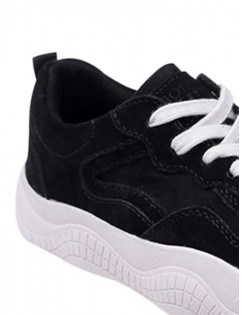 Fur Lined Lacing Casual Sneakers - Black Eu 37