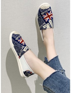 UK Flag Print Loafer Cloth Shoes - Blue Eu 40