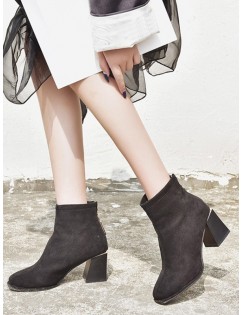 Square-ring Chunky Heel Ankle Boots - Black Eu 38