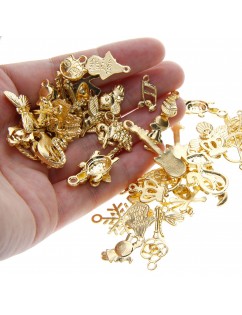 50 Pcs/Set Lots Gold/Silver Plated Mixed Styles Charm Pendants DIY Jewelry for Necklace Bracelet Craft Findings