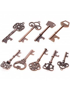 9 Pcs Antique Bronze Royal Key Charms Pendants Set for DIY Necklace Jewelry Handmade Making Accessaries