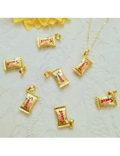 Cute Sweet Candy Shape Pendant Necklace Accessory Gold Color Girl Party Jewelry Fashion Jewelry Woman Gift