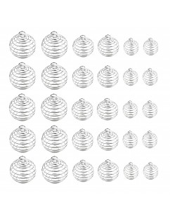 30 Pieces Silver Plated Spiral Bead Cages Pendants for Jewelry Craft Findings Making 3 Sizes