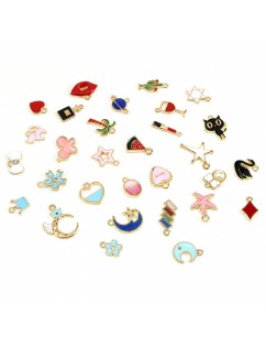 30pcs Assorted Love Heart Cute Shape Steampunk Charm Pendant for DIY Jewelry Making Accessories