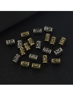 24 Pcs/Set Norse Viking Runes Charms Beads Findings Pendants For DIY Necklace Bracelet Hair Jewelry